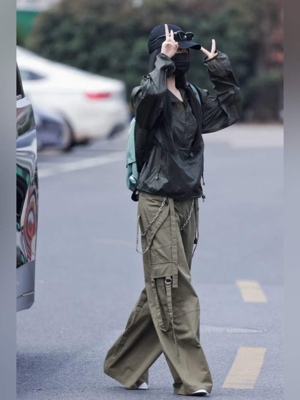 The Ragged Priest Olive Green Wide Leg Cargo Pants